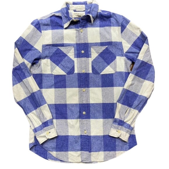 Denim & Supply Ralph Lauren Vtg Checkered Button Down Blue Cream Shirt Women's S - Picture 1 of 10